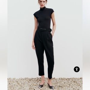 NWT Zara pants with fabric covered belt size small